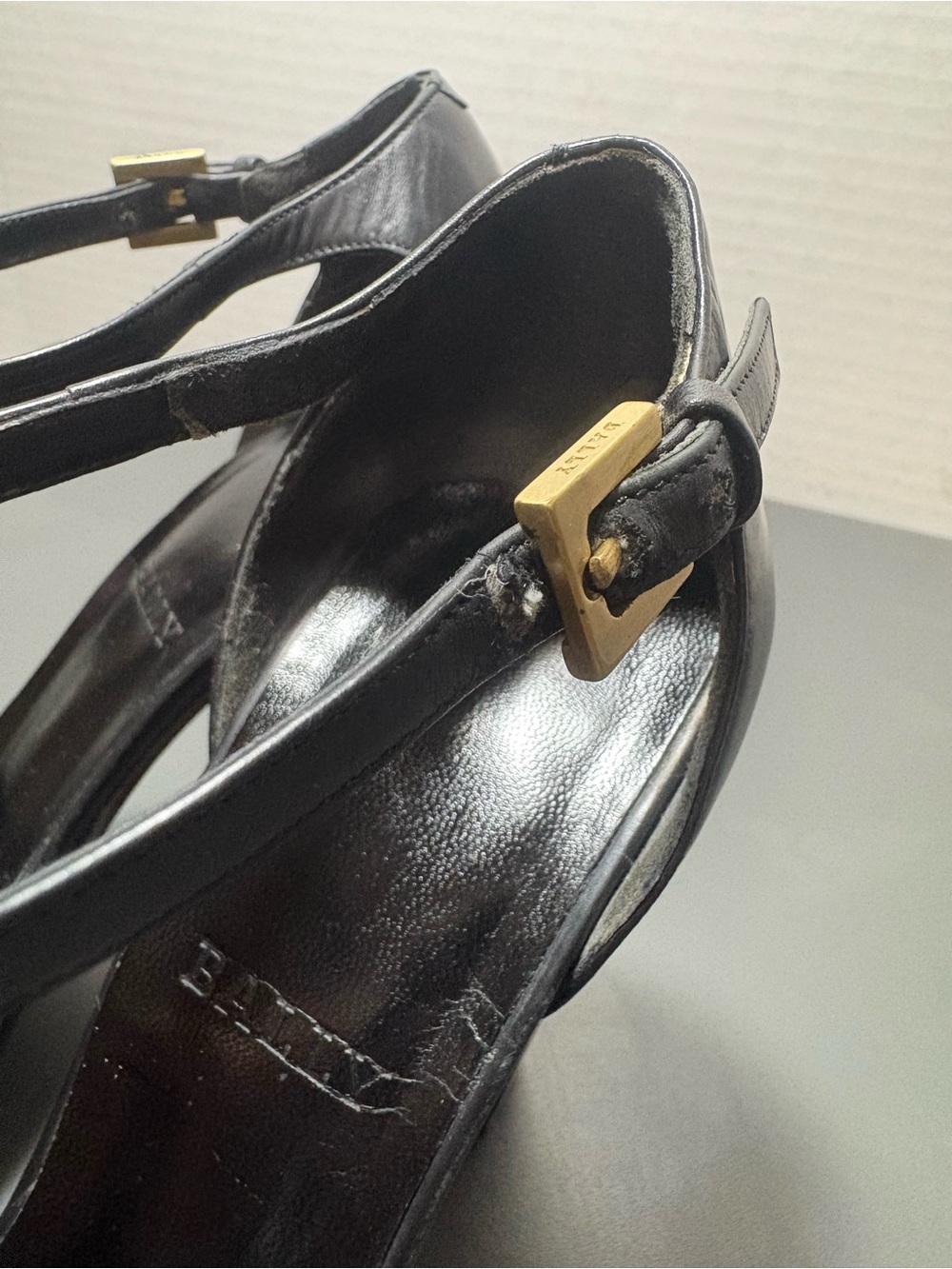 BALLY Black Leather Ankle-Strap Pumps - Picture 7 of 9